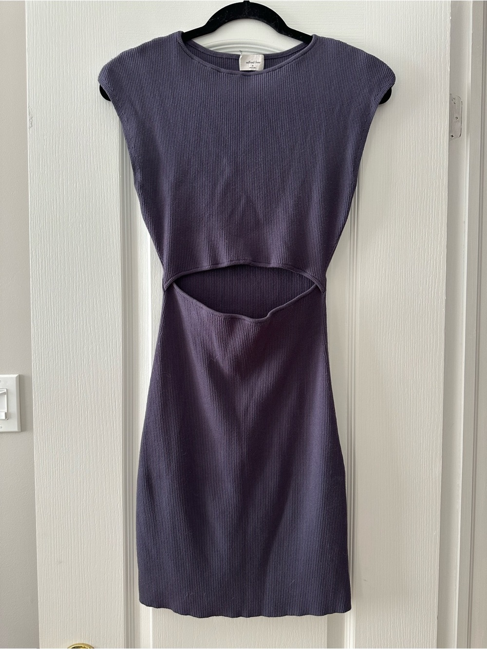 Wilfred Blue/Purple Ribbed Cutout Mini Dress